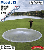 Model 13 - Zincirli İp Örgü Serpme Ağ 5 Kg